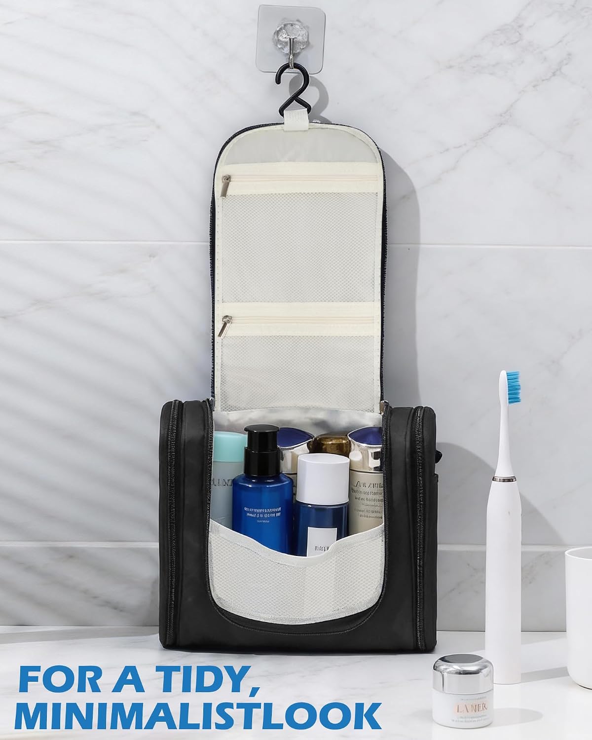 Thumbnail 5 de FitDA Hanging Toiletry Bag for Men and Women (24×20×10cm) – Lightweight Travel Wash Bag