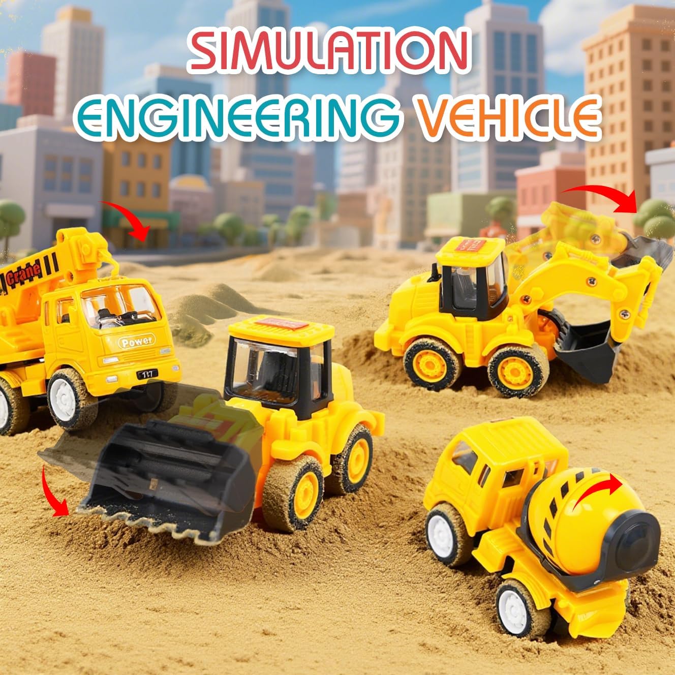 Detalle de Veslier ST31-15 Construction Truck Set with 8 Vehicles, Sounds and Lights