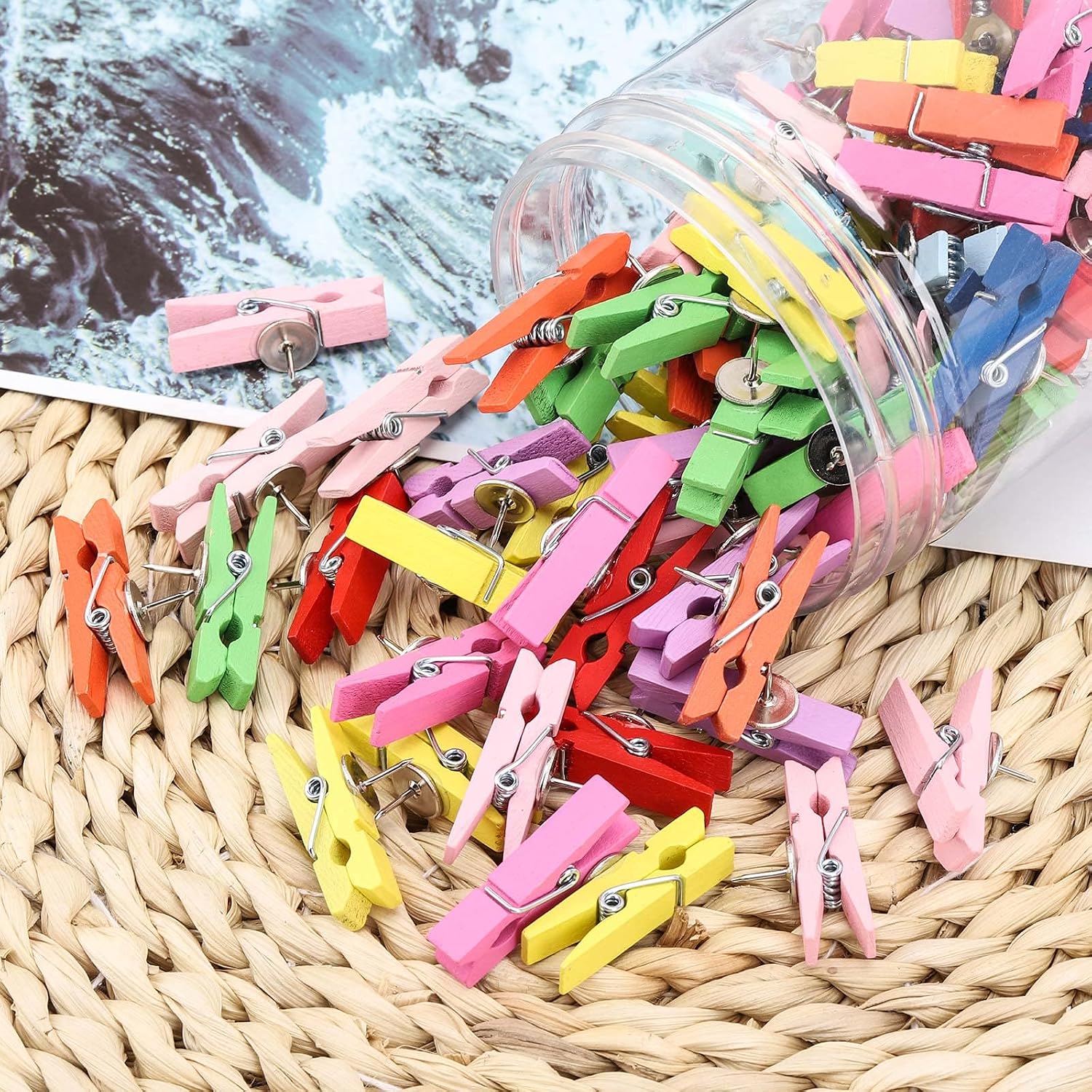 Thumbnail 6 de acDesign 6344 Colorful Wooden Clip Push Pins, 100-Piece Set