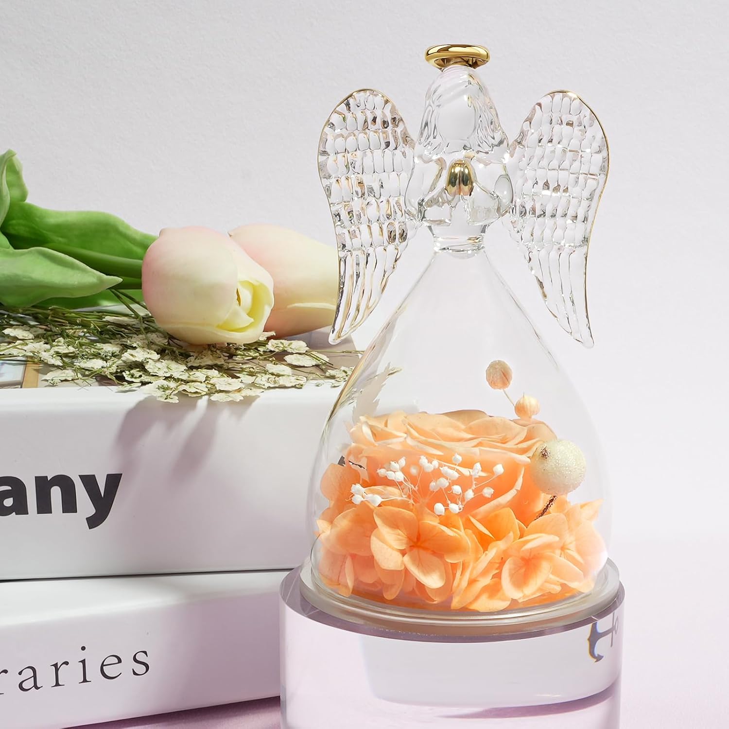 Detalle de Miofula Ewige Rose mit Engelfigur – Geschenkset für Frauen