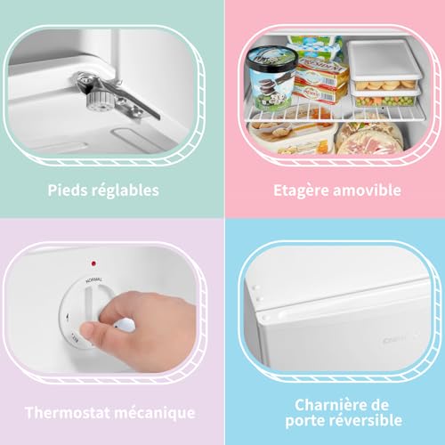 Detalle de COMFEE' 31L Mini Congélateur - Température réglable de -24°C à -18°C, blanc