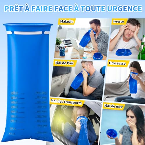 Detalle de Sacs à Vomir Jetables 1000 ml TonJin – 20 pièces, multicolores, voyage et urgences