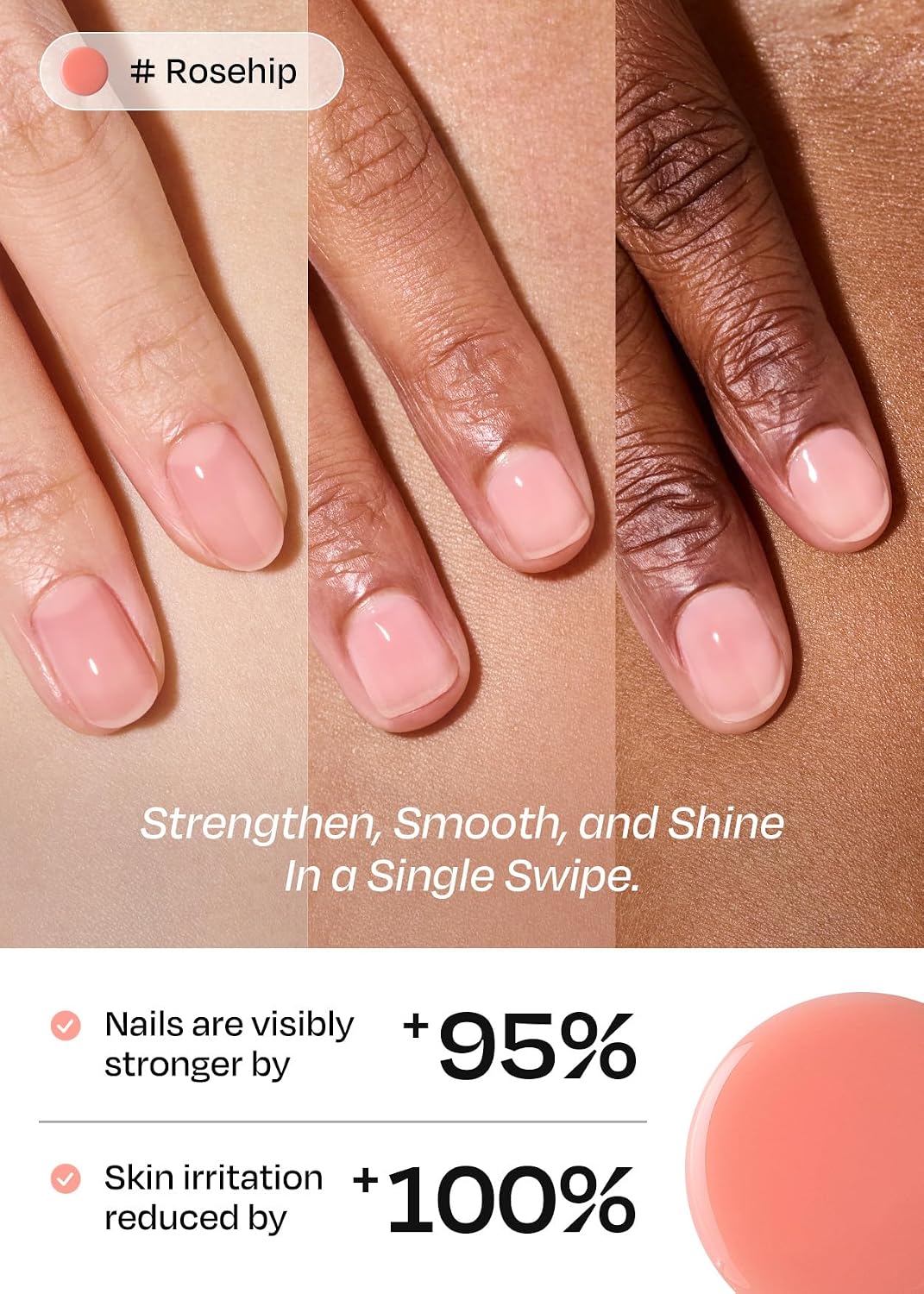 Detalle de ohora Natural Glow Milk Syrup Nail Strengthener (Rosehip), Tinted 15 mL Polish