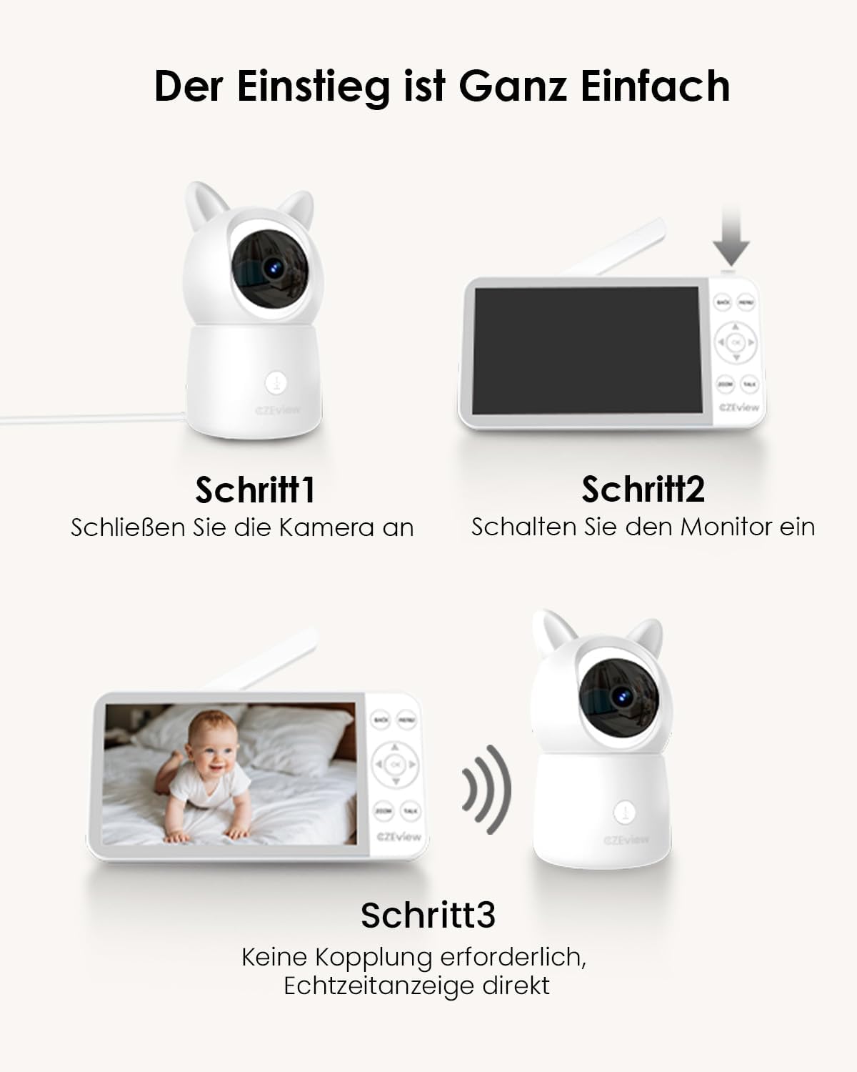 Thumbnail 4 de CZEview Babyphone 2,5K mit 5,5" Bildschirm