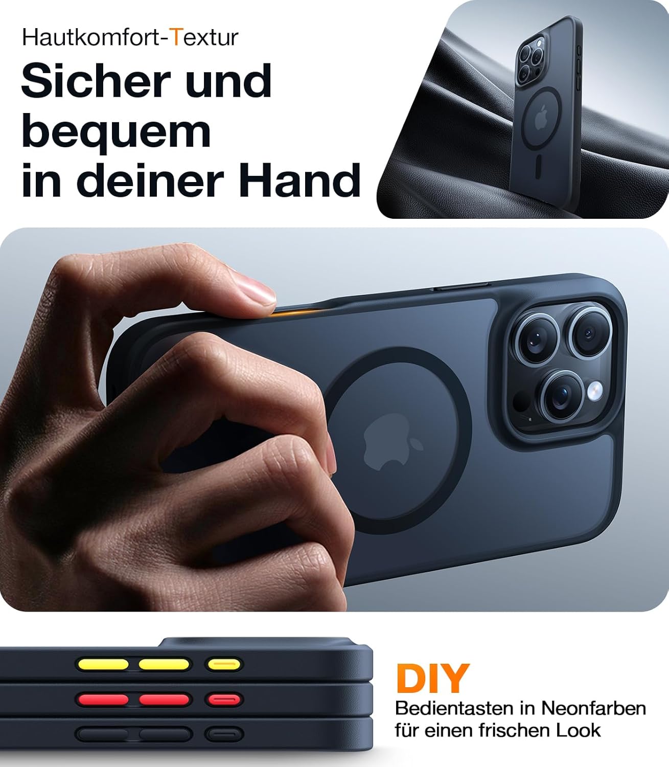 Thumbnail 5 de TORRAS Guardian-Mag iPhone 16 Pro Hülle (MagSafe) – matt schwarz, stoßfest & kratzfest