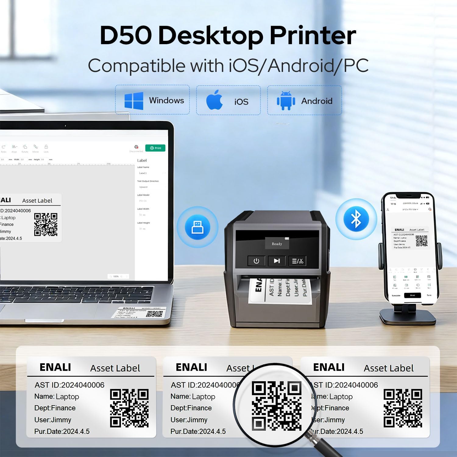 Thumbnail 2 de MakeID D50 Étiqueteuse Bluetooth pour Bureau
