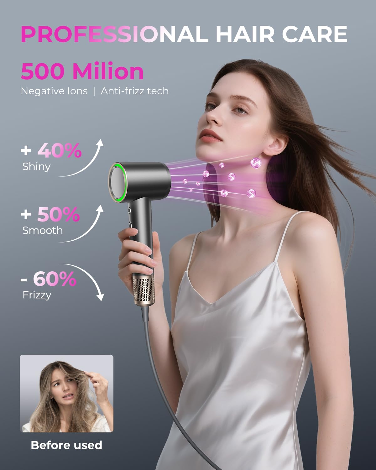 Thumbnail 2 de SHRATE Professional High Speed Ionic Hair Dryer (160,000 RPM) with Magnetic Diffuser