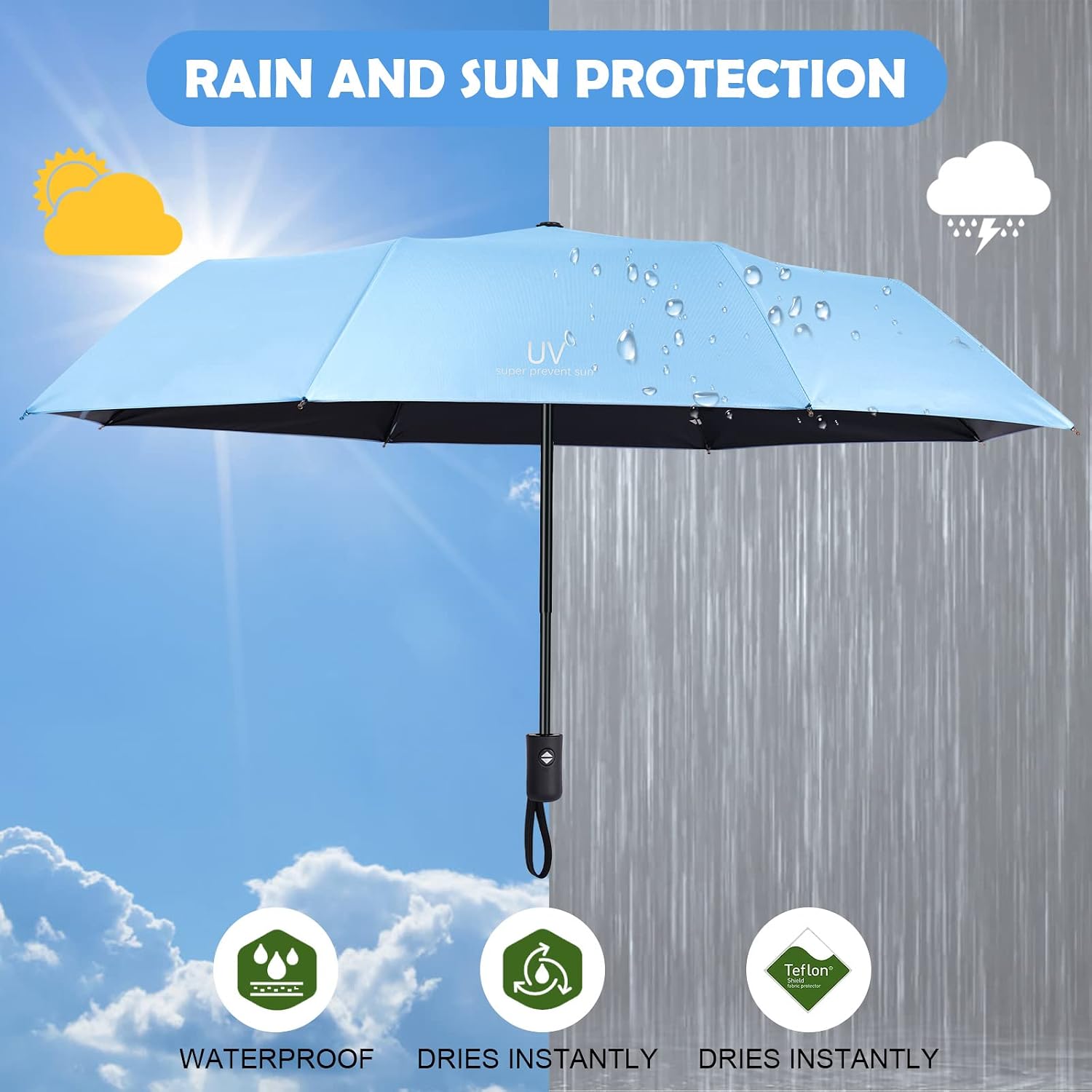 Thumbnail 4 de Vicloon Regenschirm Taschenschirm 100 cm
