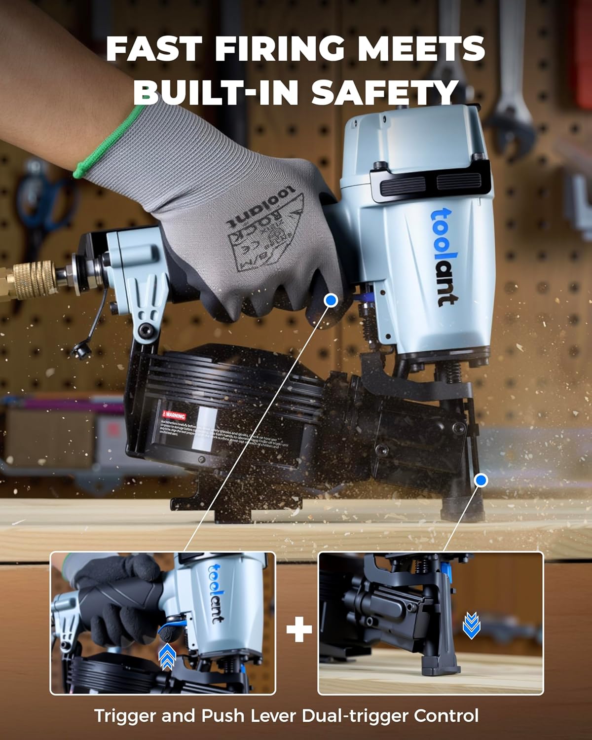 Thumbnail 5 de toolant TA01105 Pneumatic Roofing Coil Nailer, 15° Nails, 120-Nail Capacity