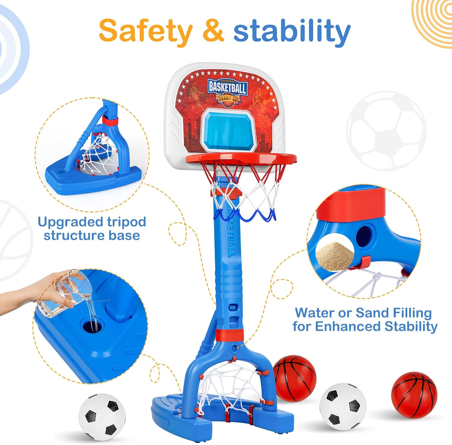 Detalle 2 de FLMAQE Toddler Basketball Hoop 53.15 in