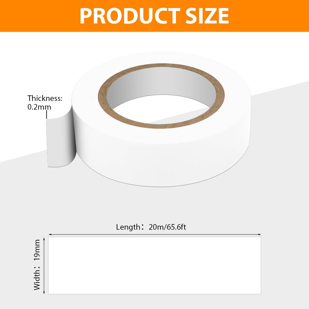 Detalle 2 de OFFCUP Electrical Insulation Tape, 6 White PVC Rolls, 19 mm x 20 m