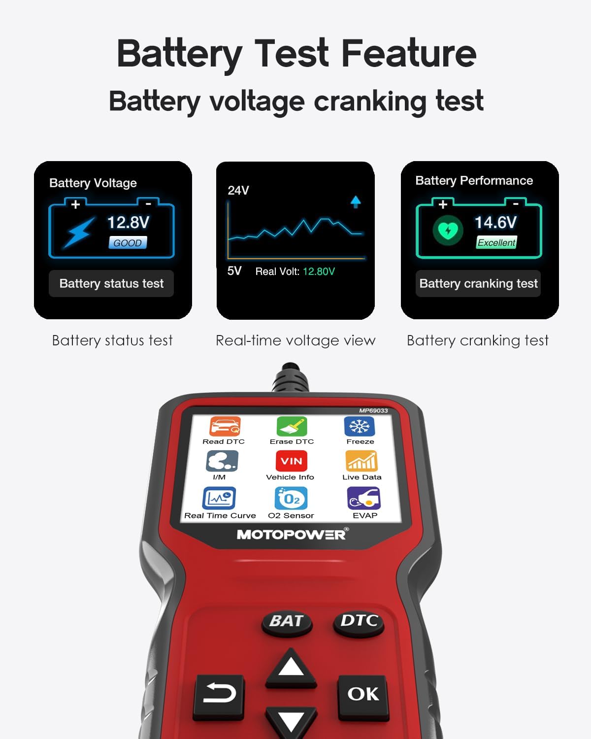 Thumbnail 4 de MOTOPOWER MP69033 Pro OBD2 Scanner with Battery Tester