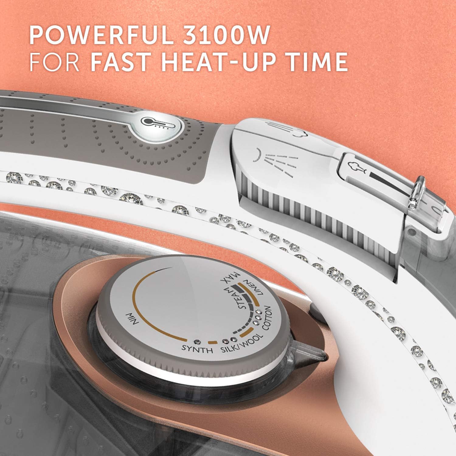 Detalle de Breville DiamondXpress steam iron (VIN401) with diamond ceramic soleplate, 3100 W & 200g steam shot