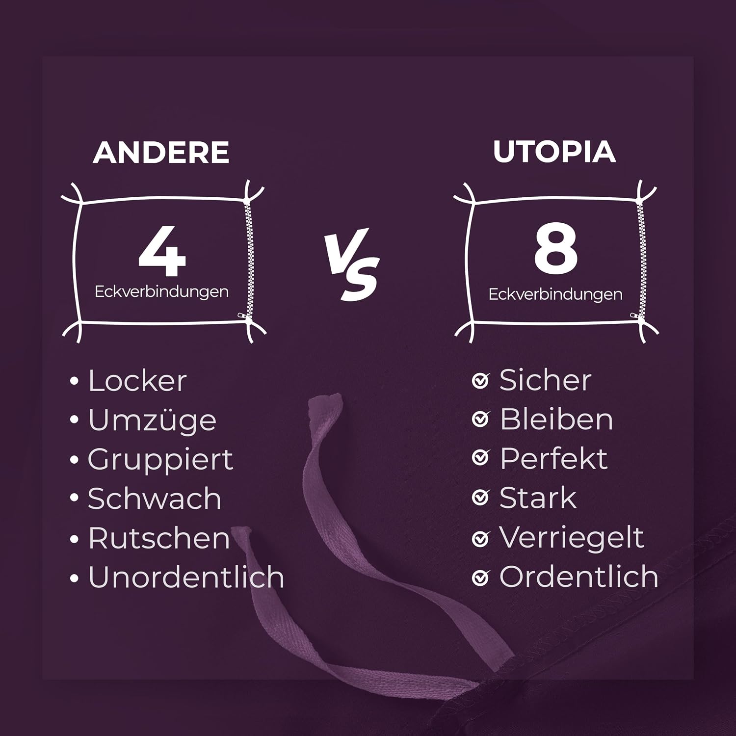 Thumbnail 6 de Utopia Bedding Bettwäsche-Set 135x200 cm (Mikrofaser) – Lila mit Bettbezug + Kissenbezug