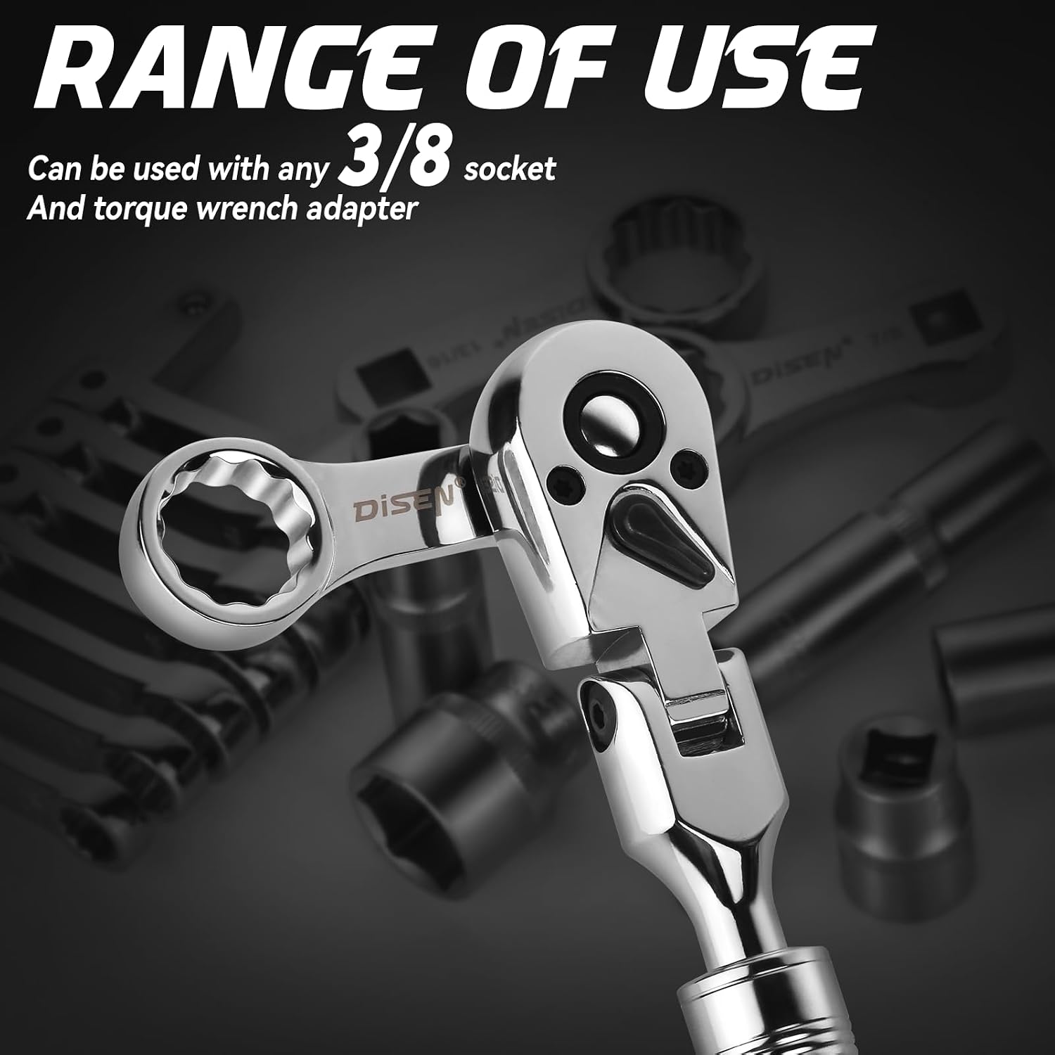 Thumbnail 6 de DISEN DISEN-3_8HDTJLB 3/8-Inch Extendable Ratchet, 72-Tooth Flex Head