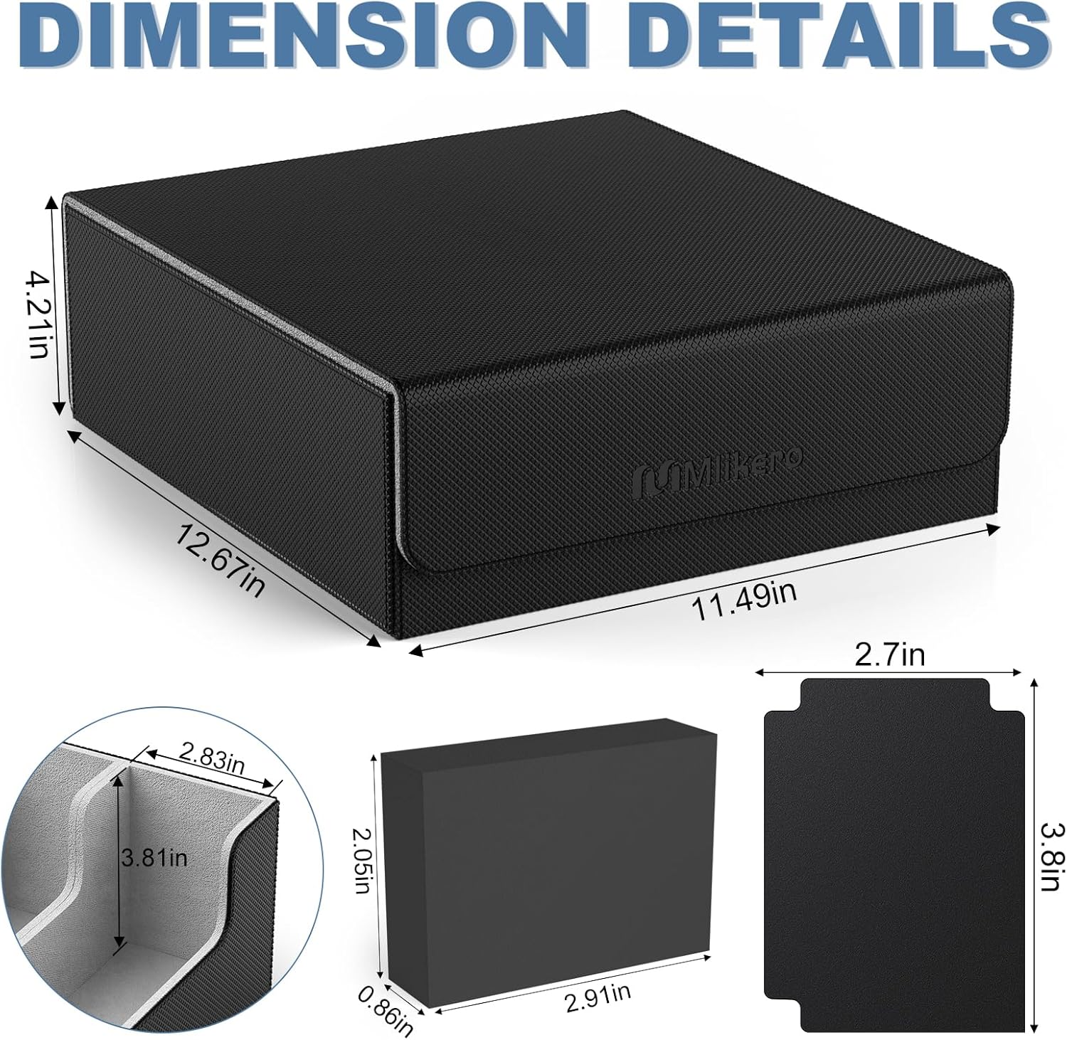 Thumbnail 5 de Mlikero Card Deck Case (2400+ Trading Card Storage Box) with Magnetic Closure, 10 Dividers & Foam Stoppers