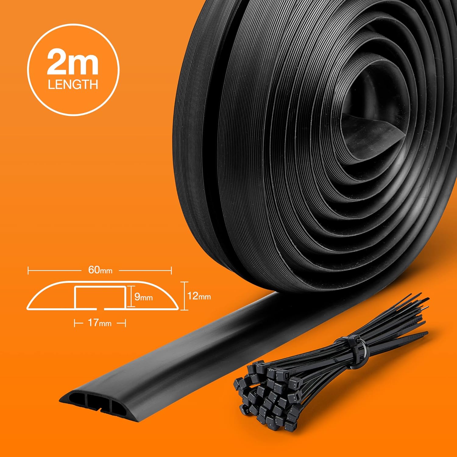 Thumbnail 1 de Deeba UK Medium Duty Floor Cable Cover Protector with Non-Slip Base & Cable Ties (4m)
