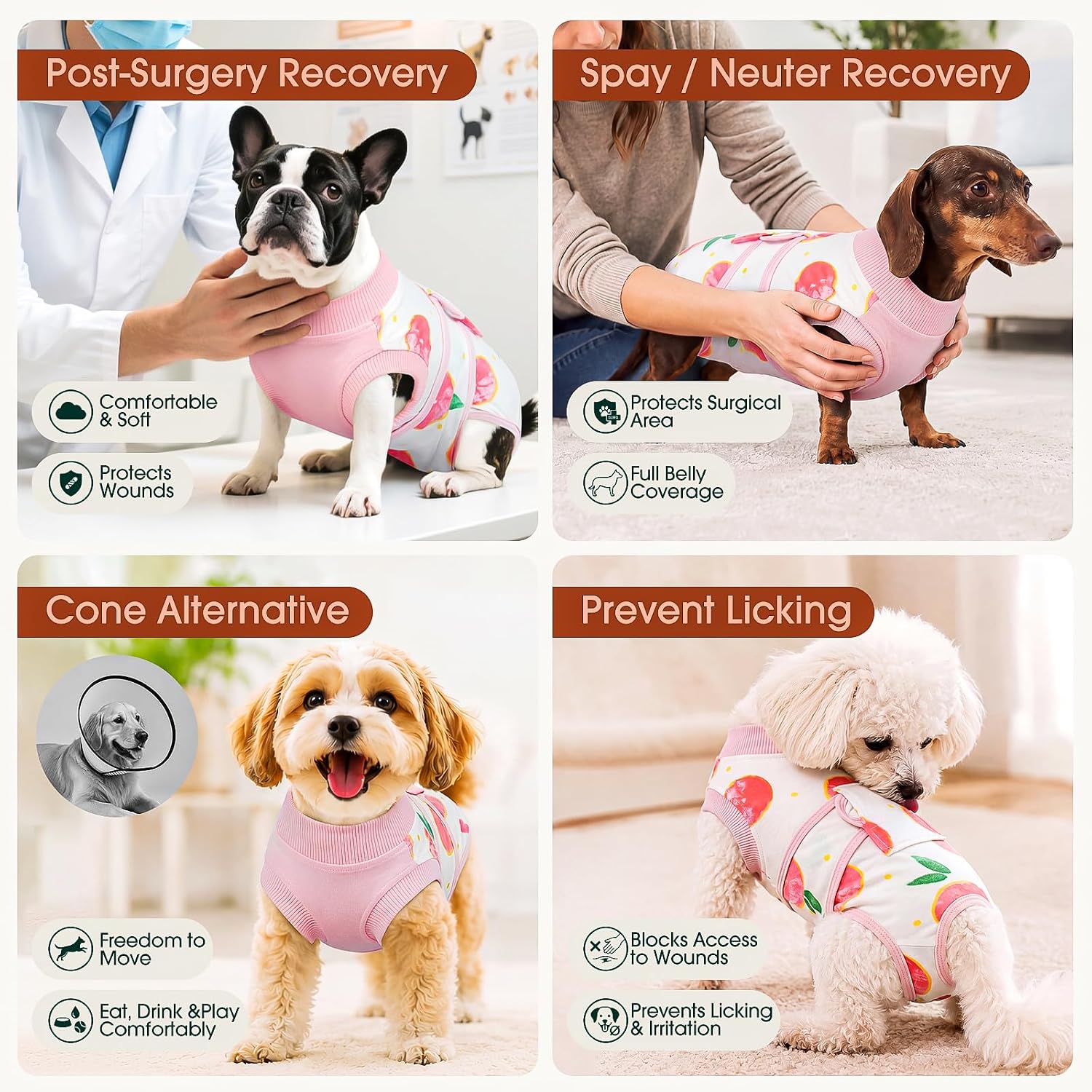 Detalle 2 de Kuoser Recovery Suit for Dogs & Cats After Surgery (Cone Alternative) — Dog Abdominal Wounds Recovery Shirt