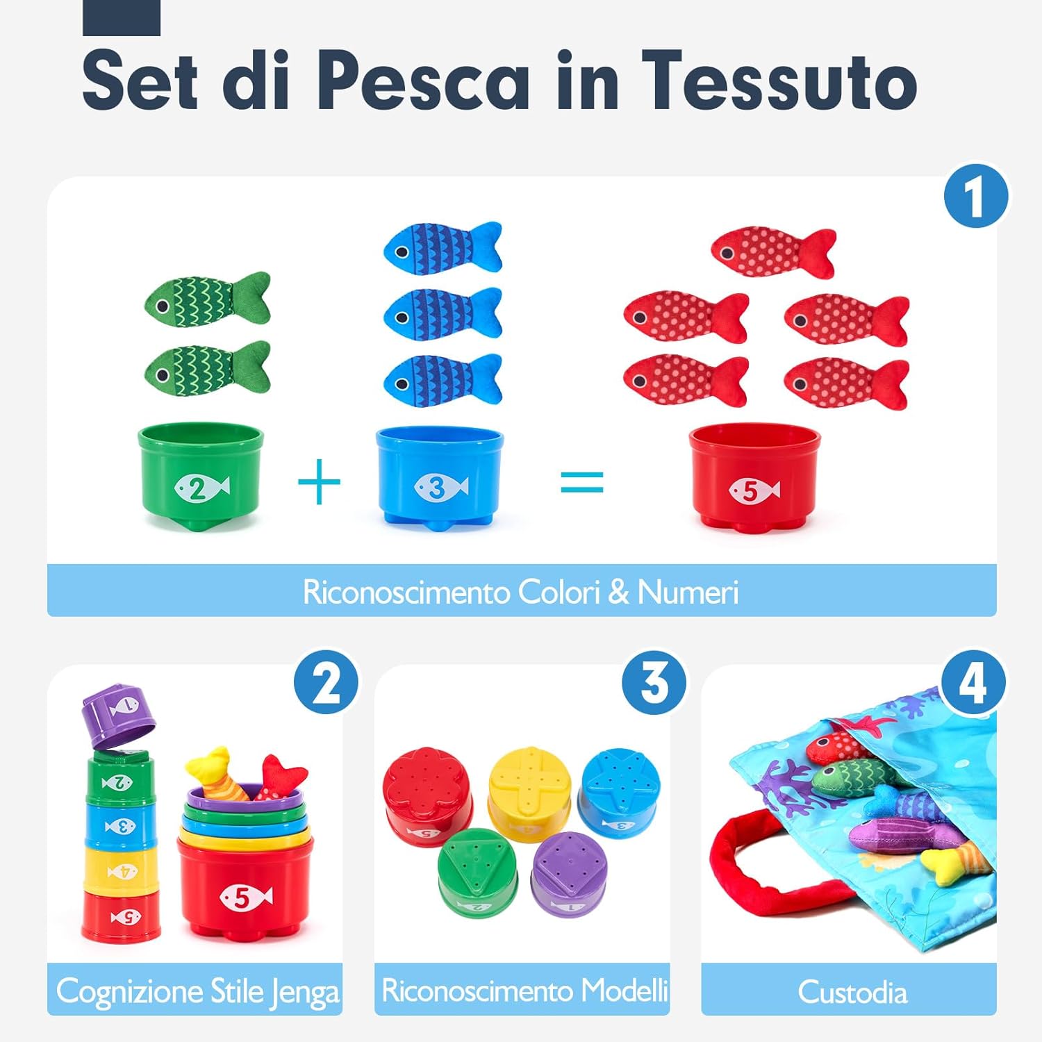 Detalle de Hahaland Giochi Bambini 1 Anno Montessori – 22 pezzi pesca morbido, educativo e sicuro