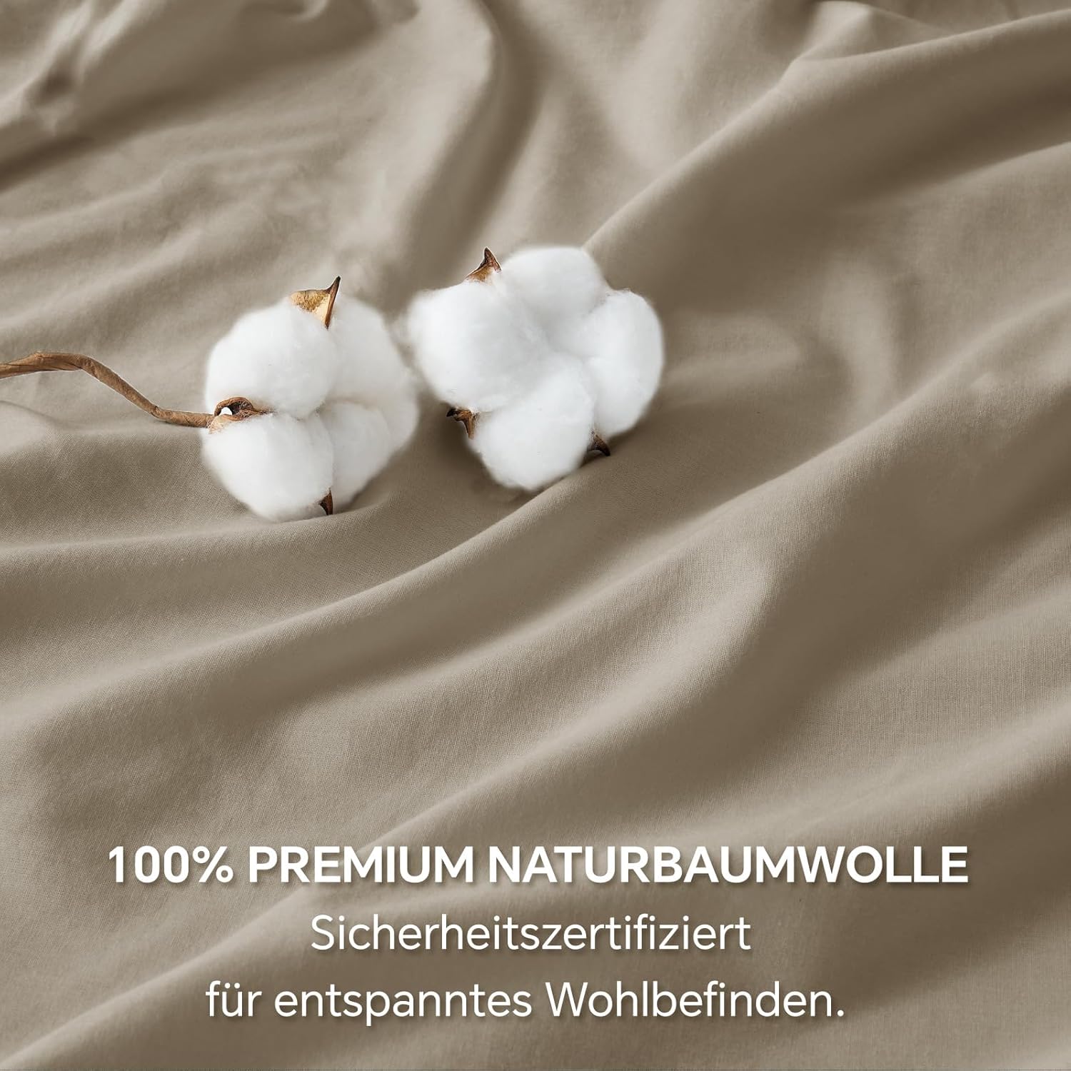 Thumbnail 5 de BEDELITE Bettwäsche 135x200 cm aus Baumwolle, 4-teilig (2er Set + 2 Kissenbezüge 80x80) – Beige