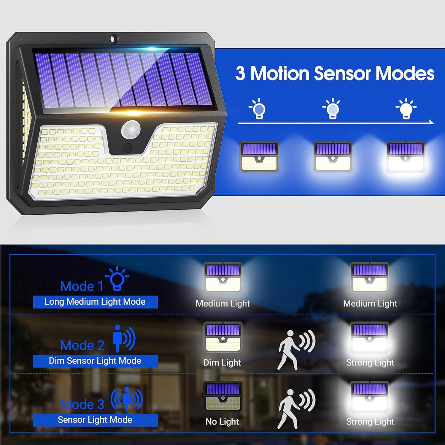 Thumbnail 3 de Outdoor Solar Lights 238 LED Security Lights with Motion Sensor 🔆