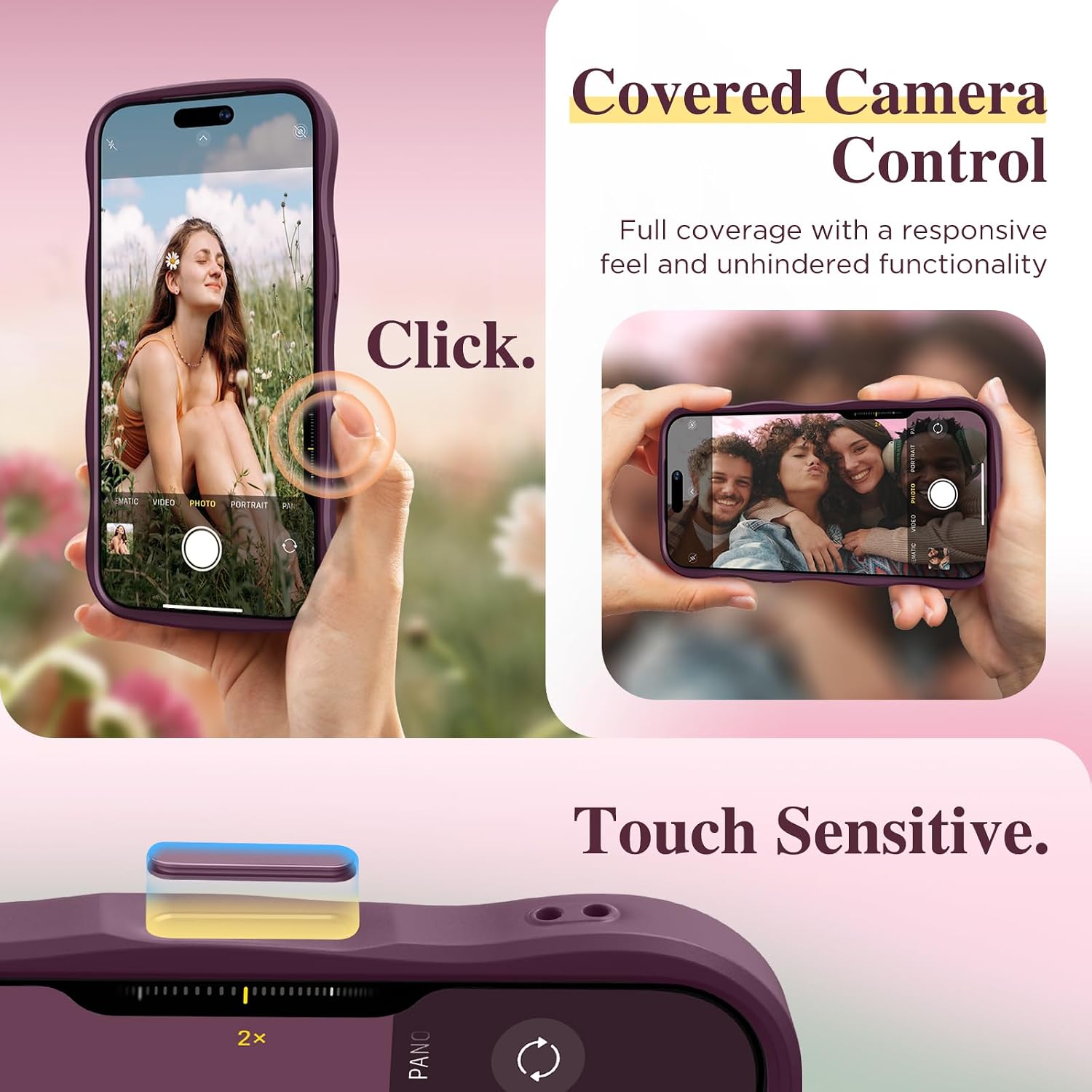 Detalle de GVIEWIN Floral Translucent MagSafe Case for iPhone 17 Pro Max (Curly Wave Edge) – Full Camera Protection