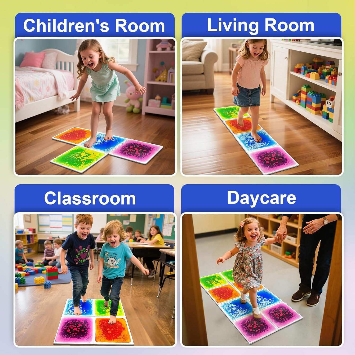 Thumbnail 2 de Toddlers Sensory Liquid Floor Tiles - 4 Pack: Liquid Tiles for Motor Skills & Sensory Play
