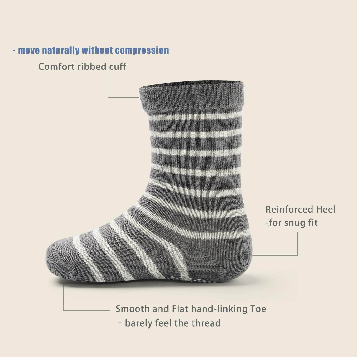 Thumbnail 3 de Aisyee 6 Paar Stoppersocken für Baby Jungen aus Baumwolle – rutschfest für die ersten Schritte