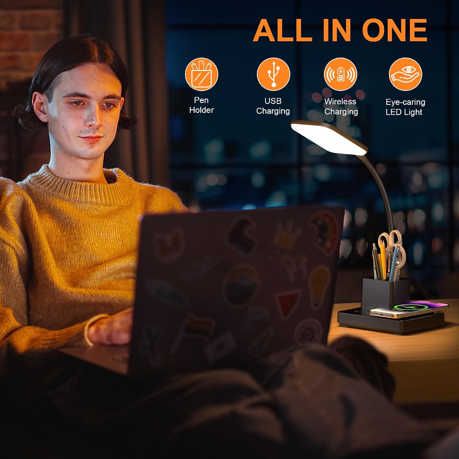 Detalle de Sailstar wireless charging desk lamp, 800 lumens