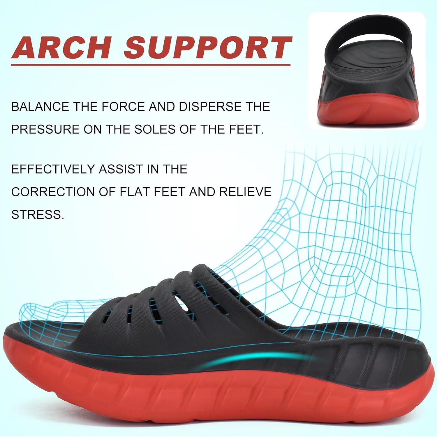 Detalle de KuaiLu Men's Recovery Sandals with Orthotic Arch Support