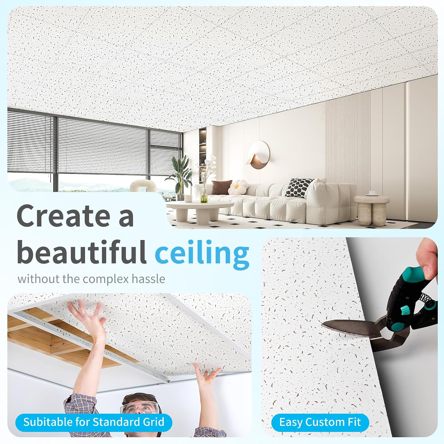 Detalle 2 de Art3d Decorative Ceiling Tiles, 2 x 4 ft