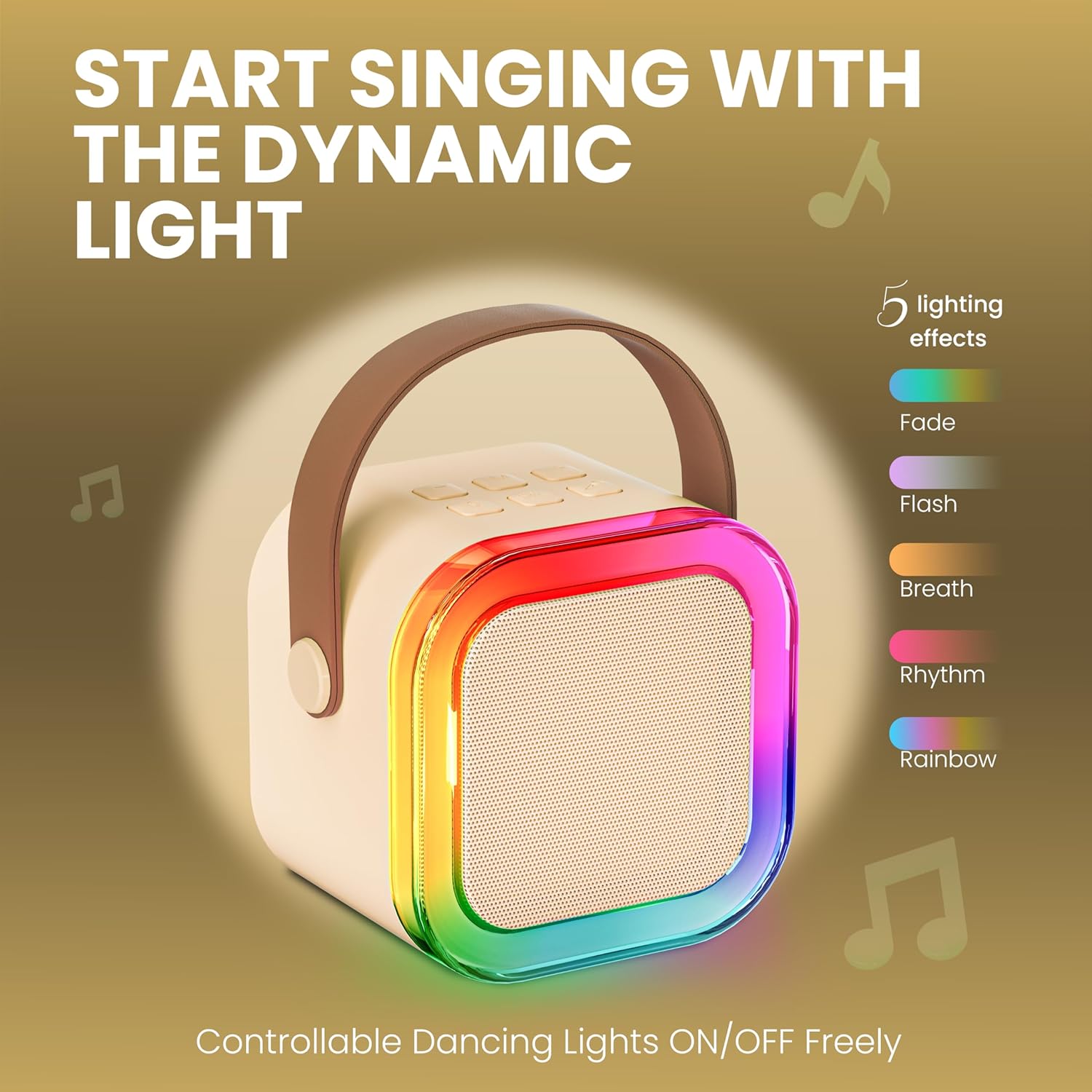 Thumbnail 6 de Ankuka Karaoke Machine for Kids & Adults with Wireless Microphone, Portable Bluetooth Speaker (Beige)