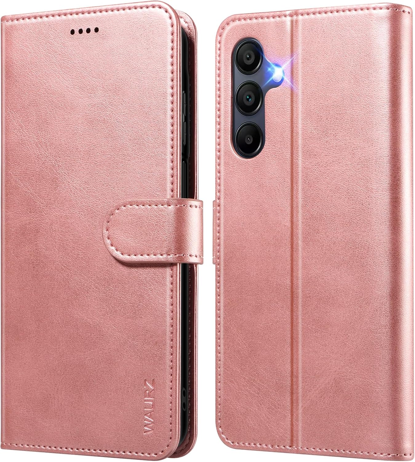 Thumbnail 6 de WAURZ Cover a libro in pelle per Samsung Galaxy A36 5G (rosa) con protezione schermo e porta carte