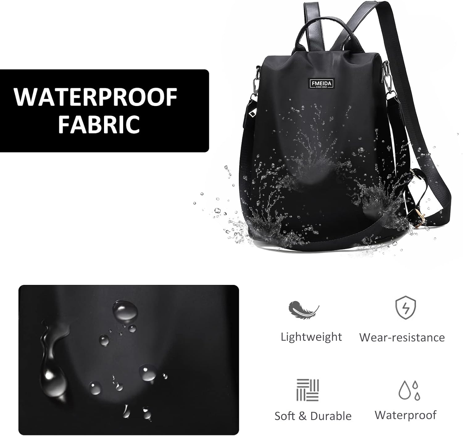 Thumbnail 5 de Fmeida Backpack Womens Anti Theft Travel Rucksack 32cm