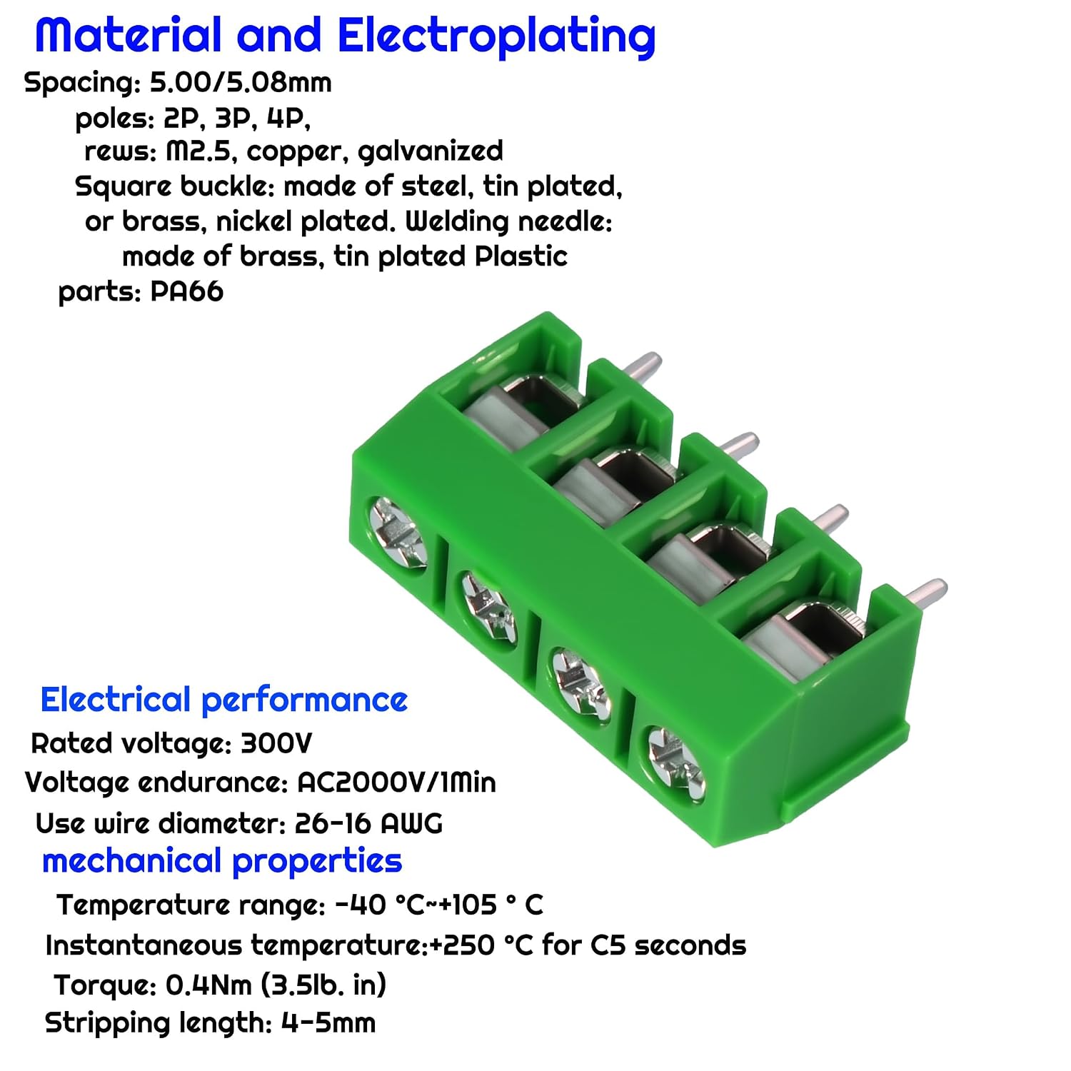 Detalle de PCB Screw Terminal Connector Kit, 5mm Pitch