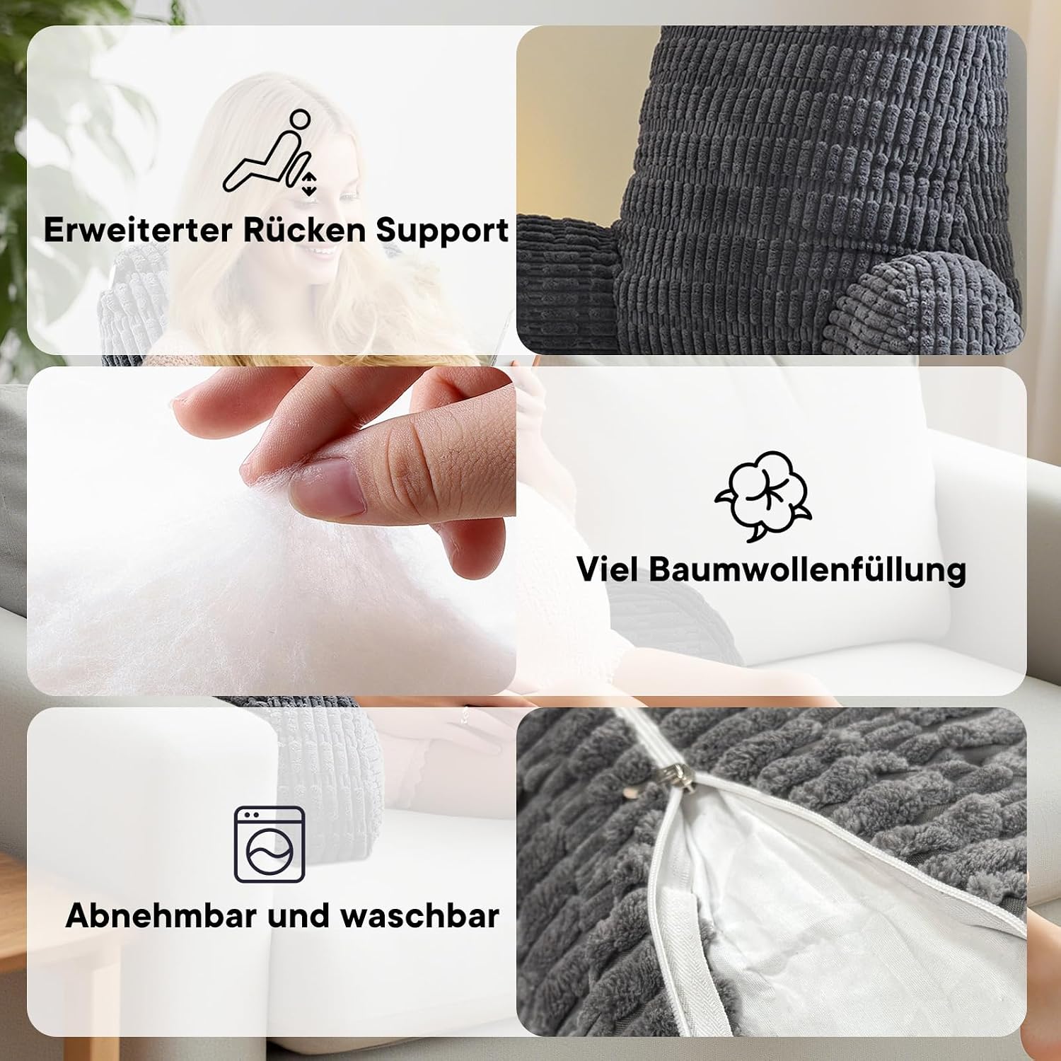 Thumbnail 2 de HYZCXPL Lesekissen für Bett und Sofa – Rückenlehne und Armunterstützung zum Lesen, Fernsehen und mehr