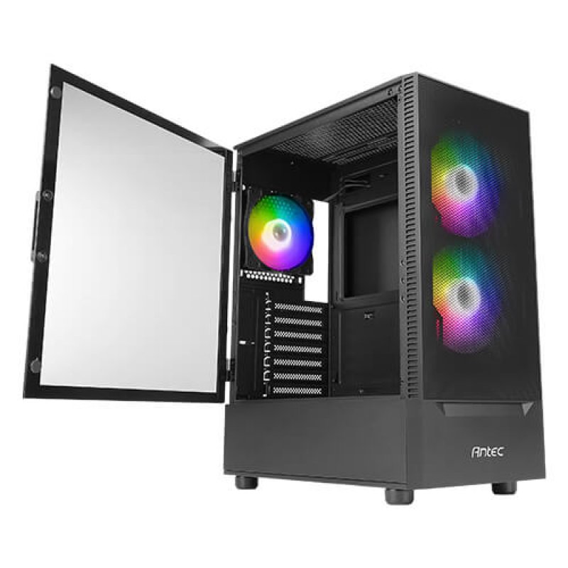 Detalle 2 de Antec NX410: torre gaming en gris con ARGB, USB 3.0 y refrigeración líquida hasta 360 mm