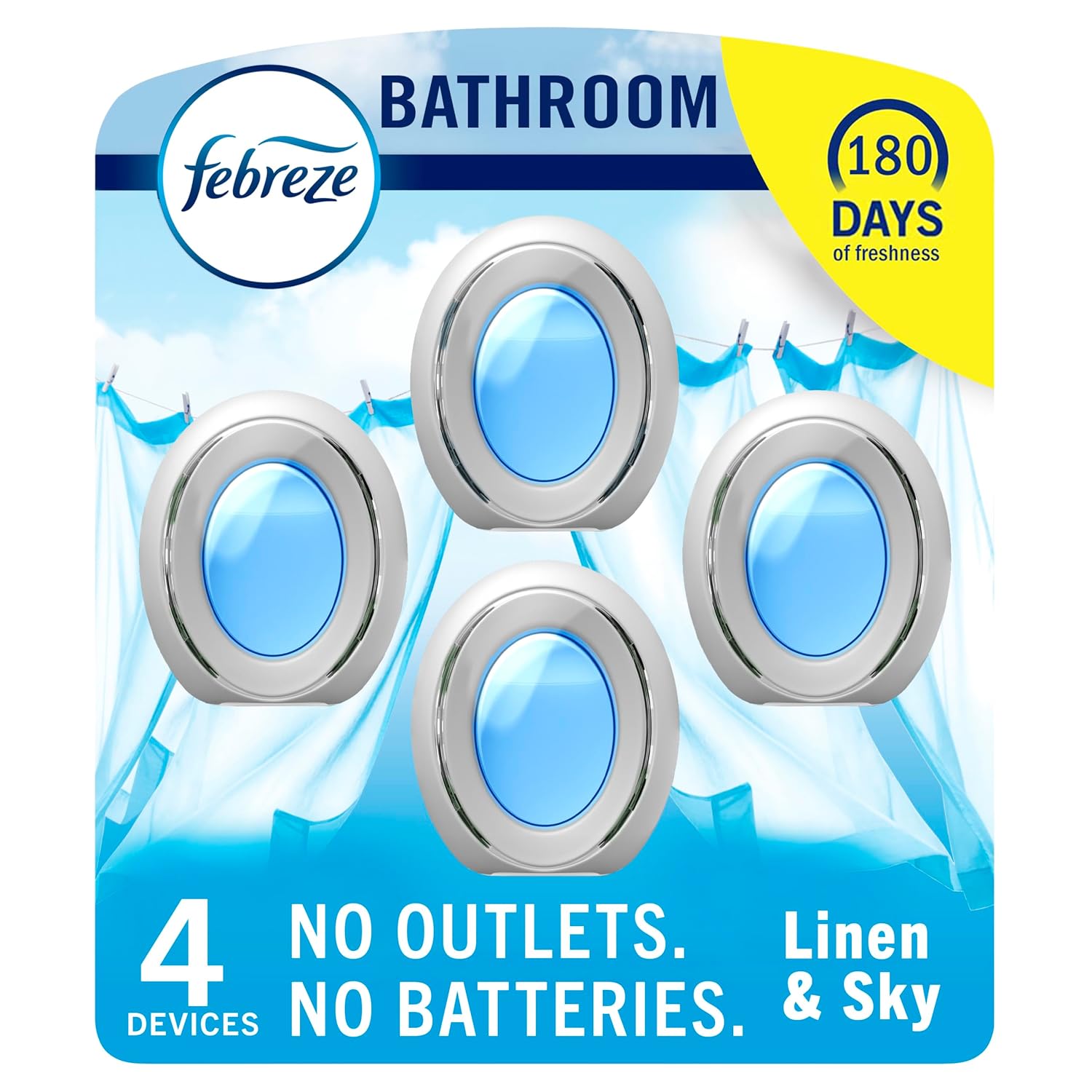 Detalle de Febreze Linen & Sky Bathroom Air Freshener Plug-In, 4 Count