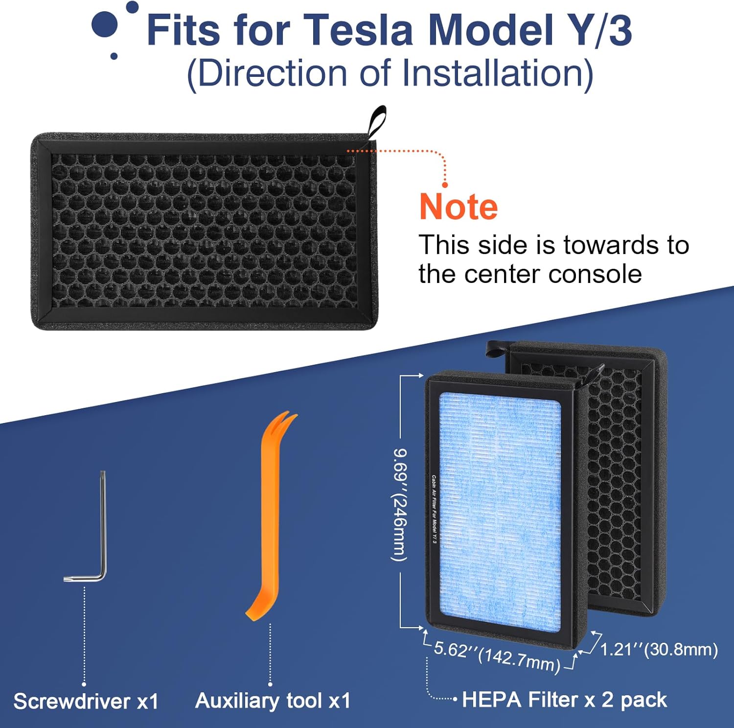 Thumbnail 4 de Tesla Model 3 / Model Y HEPA Cabin Air Filter (HEPA + Activated Carbon) 2-Pack for 2016–2025