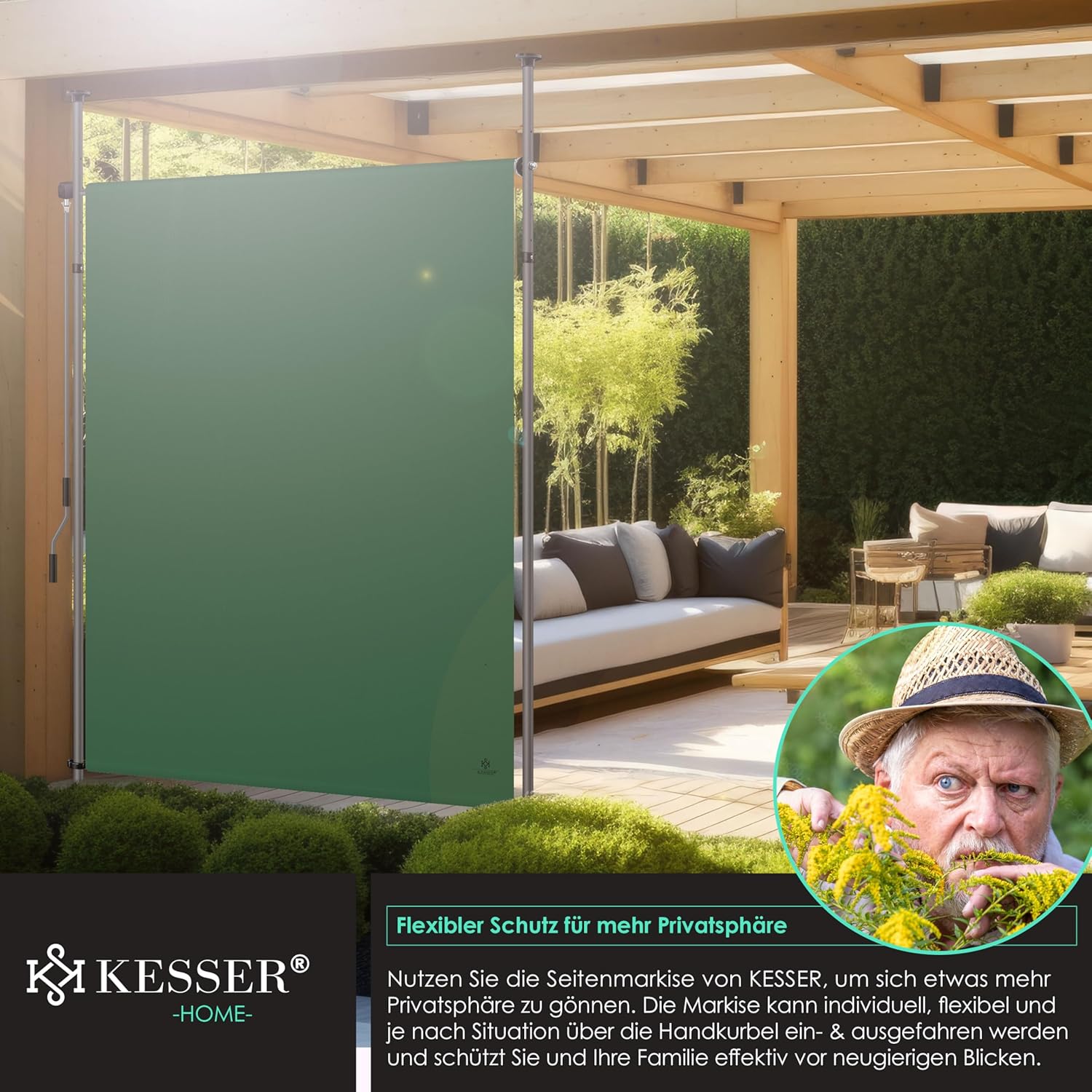 Thumbnail 4 de KESSER® Toldo vertical con pinza 🌂 100x310 cm, resistente al viento