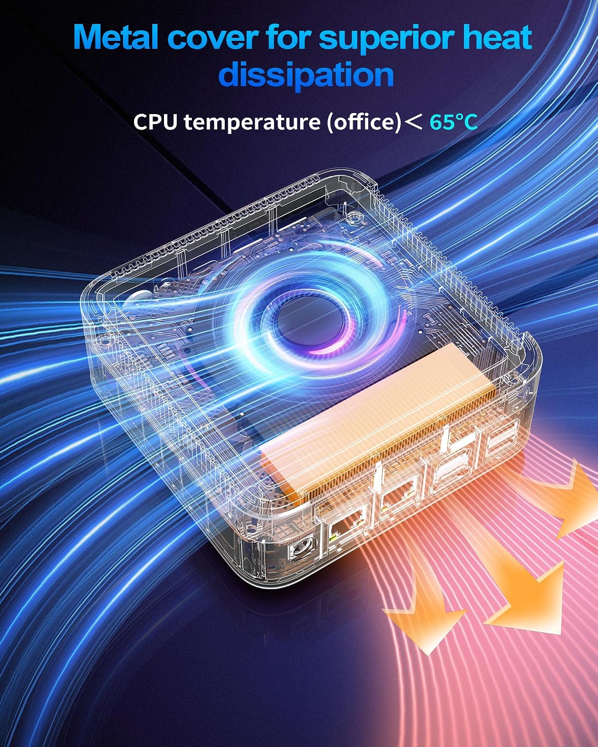 Detalle 2 de Getorli GT103 Mini PC with Ryzen 7 6800H, 32GB LPDDR5, 1TB SSD