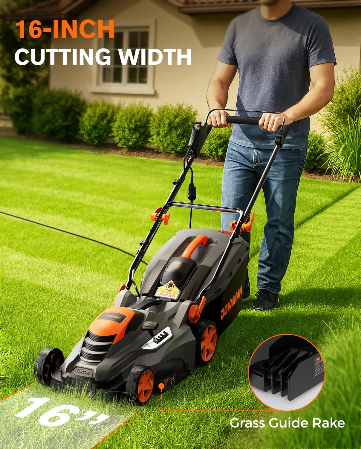 Detalle de DOVAMAN Corded Lawn Mower, 16-Inch