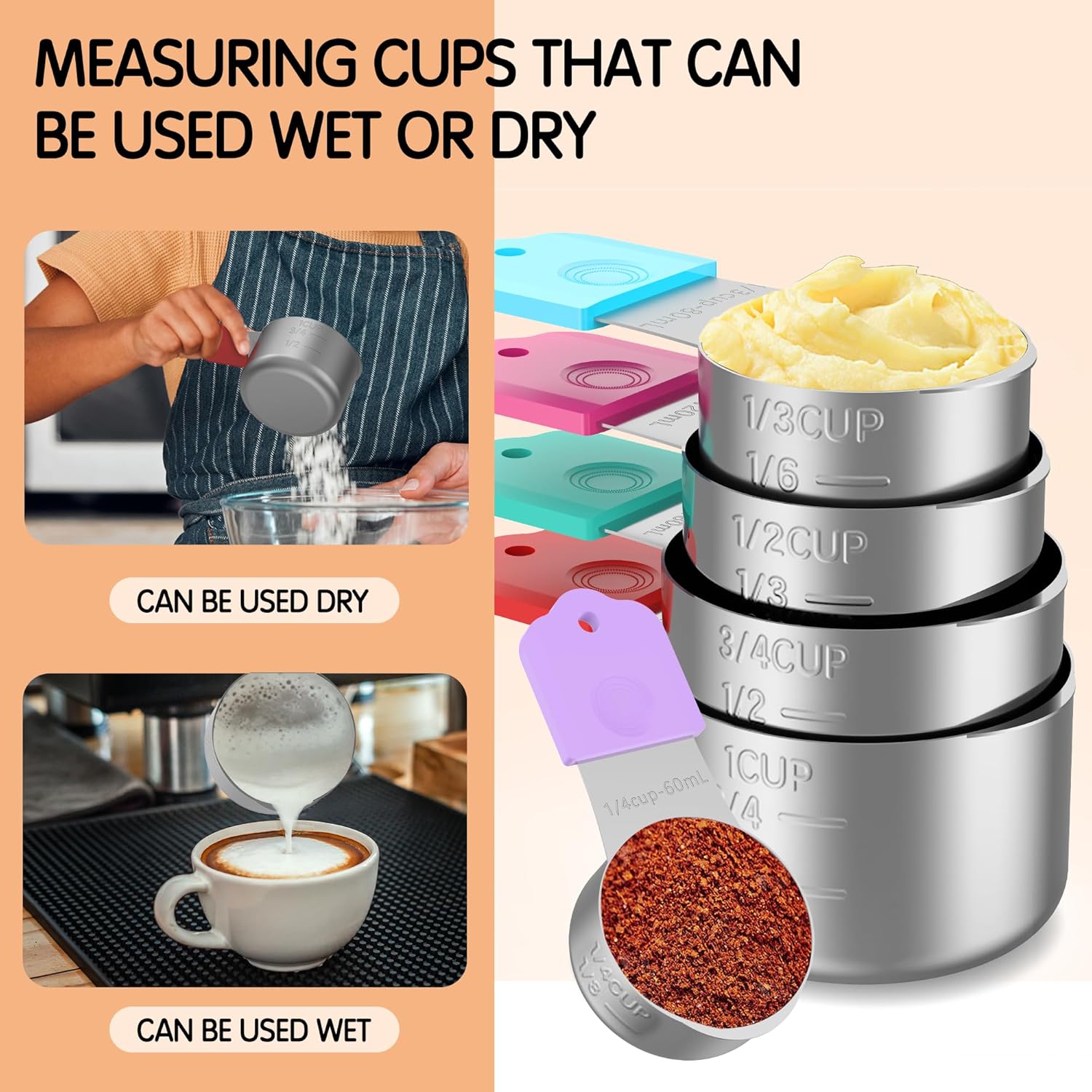 Thumbnail 2 de Minteem Magnetic Measuring Cups — 5-Piece Stainless Steel Nesting Set