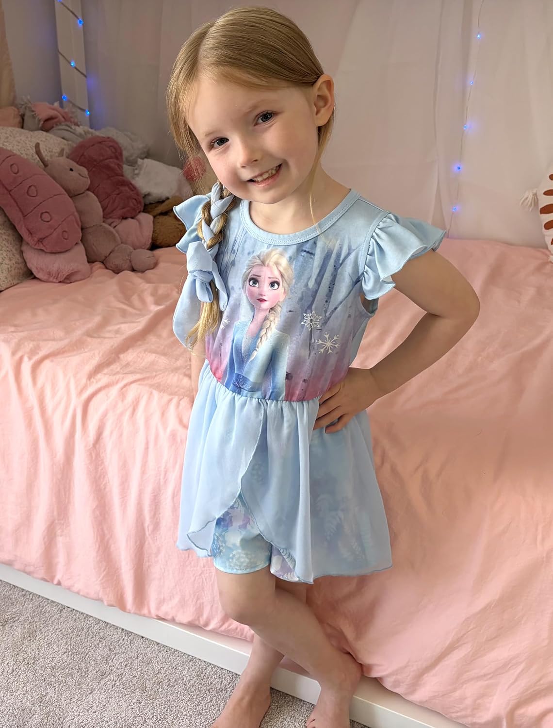 Thumbnail 6 de Disney Princess Frozen Elsa Minnie Mouse Stitch Toddler Jumpsuit with Bow Overlay (2–6 Years)