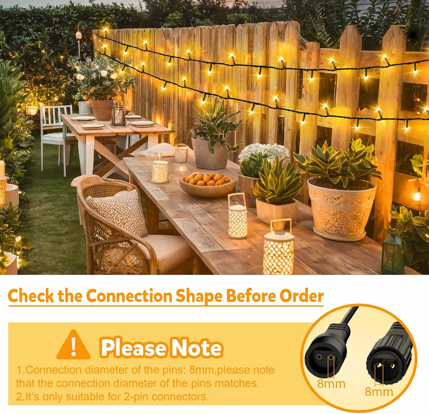 Detalle 2 de cshare 10m (33ft) 2‑Pin Outdoor Extension Cable for G40 Globe & String Lights (IP65 Waterproof)