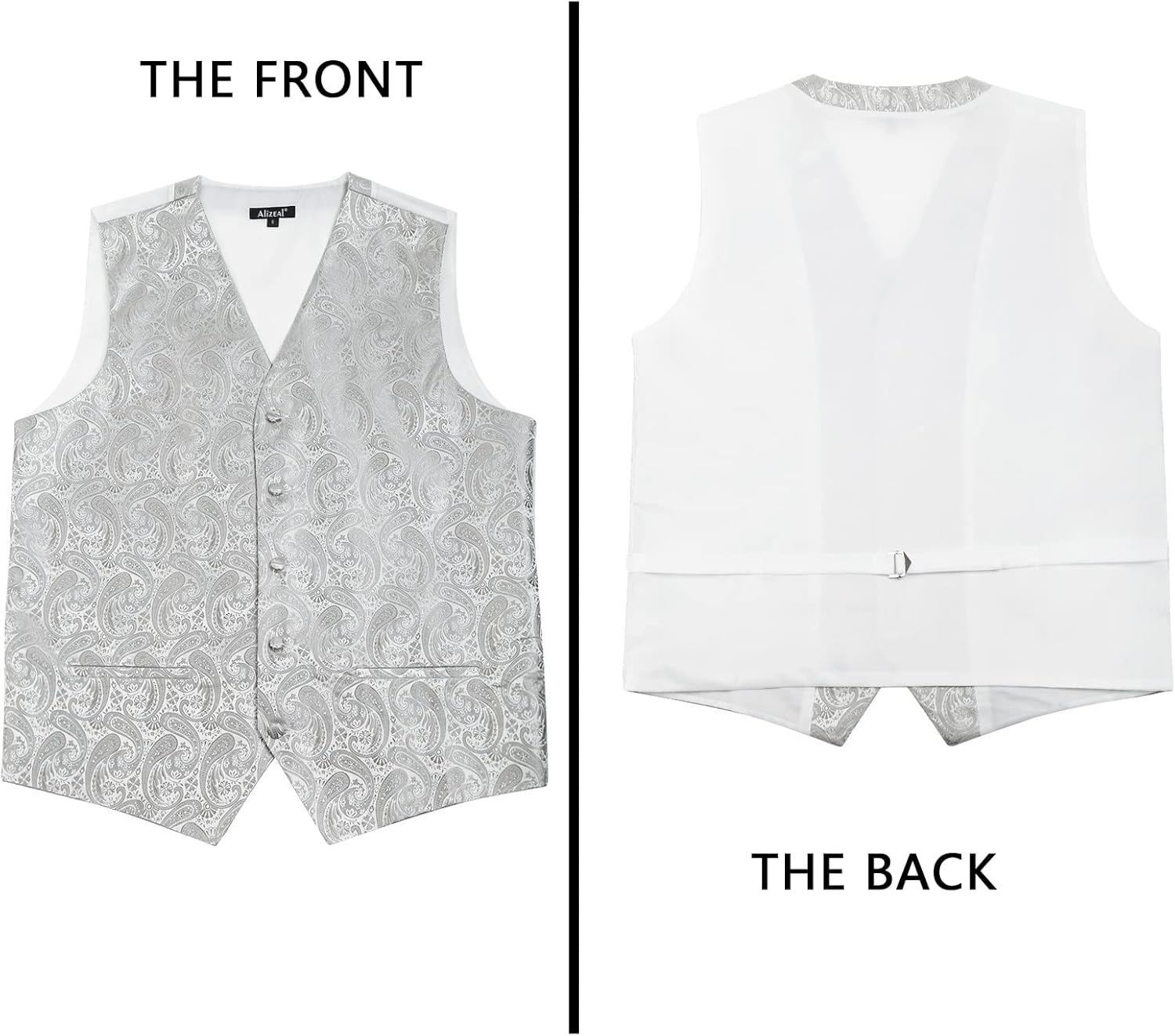 Thumbnail 3 de Alizeal Mens Classic 5 Pcs Paisley Jacquard Suit Vest Set