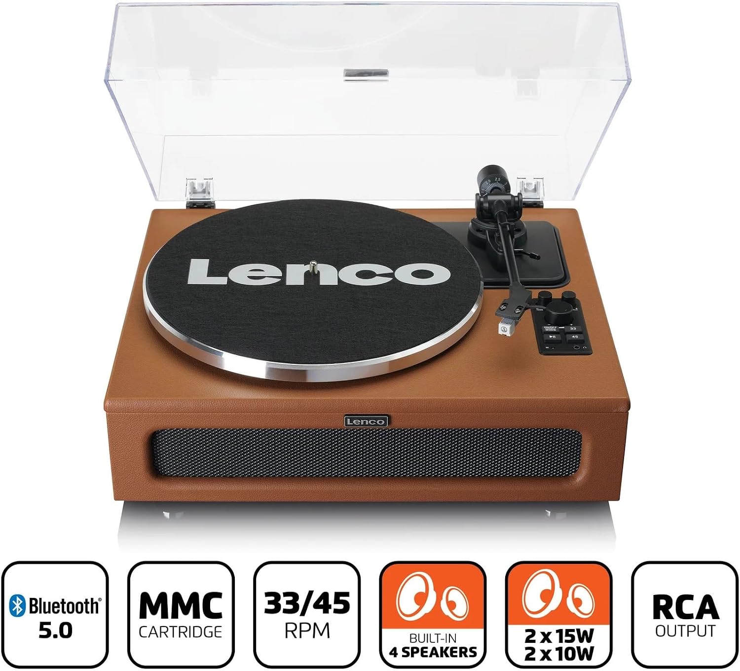 Detalle de Lenco LS-430BN – gramofon Bluetooth z napędem paskowym i głośnikami 40 W RMS
