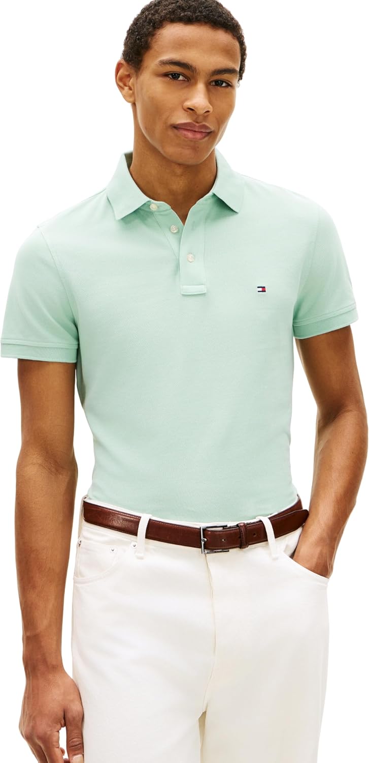 Detalle de Tommy Hilfiger Herren Poloshirt Kurzarm 1985 Slim Fit