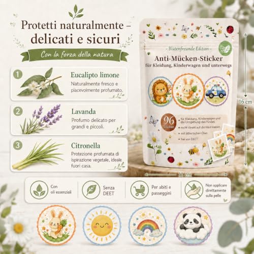Detalle de CHALLEY-YOKI 96 Pezzi Cerotti Antizanzare: Adesivi repellenti per vestiti e oggetti, senza DEET
