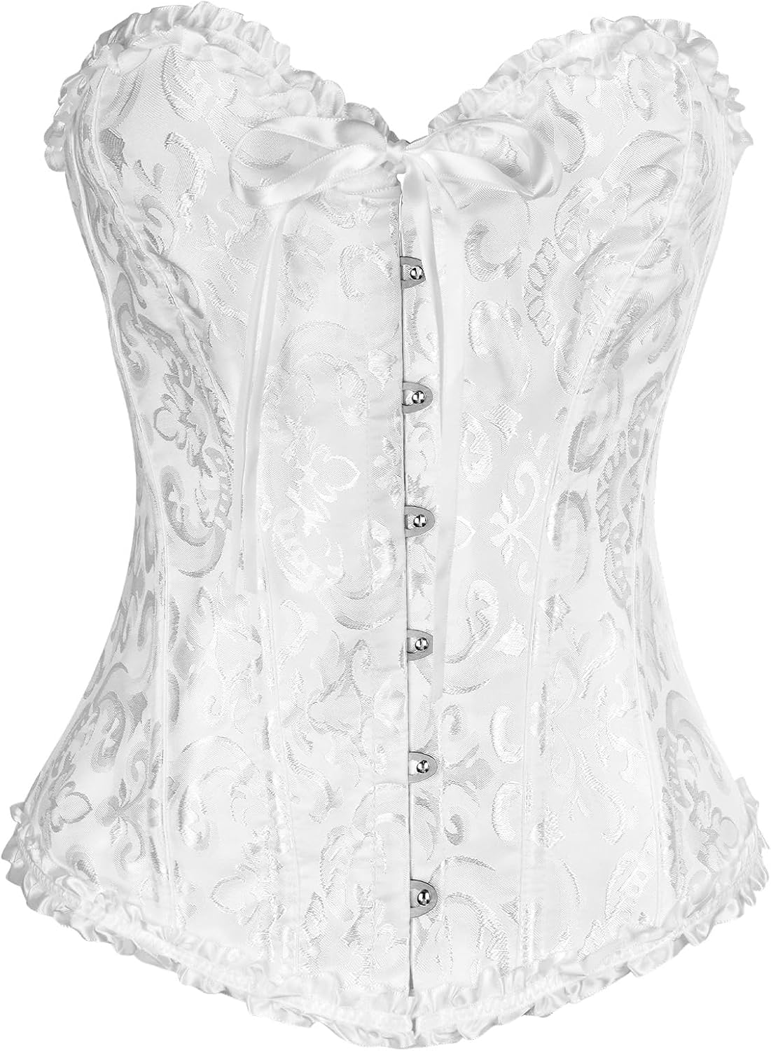 Detalle de AUYAO dameskorset in brokaat met veters, bustier voor feest en cosplay